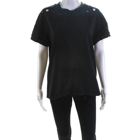 Lululemon Eyelet Short Sleeve Terry Sweatshirt Loose Fit Black 6 - Picture 7 of 10